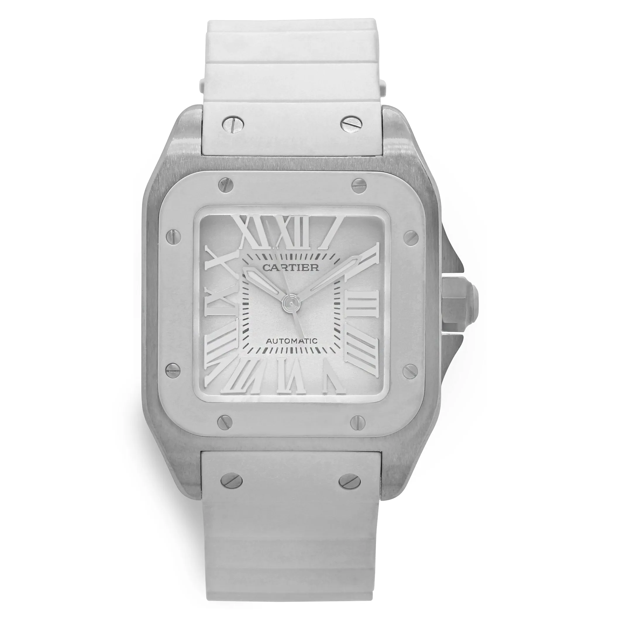 Cartier Santos 100 Midsize W20122U2 White Dial Automatic Watch