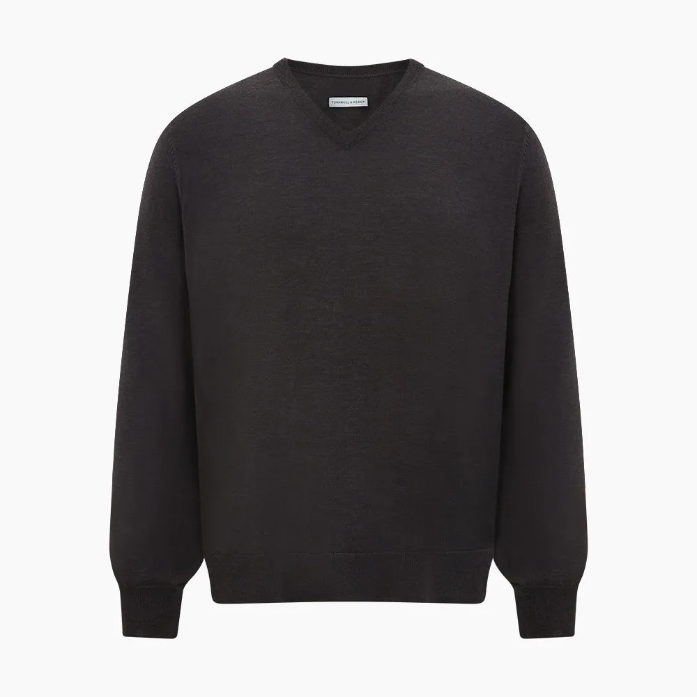 Charcoal Grey Merino V Neck Jumper