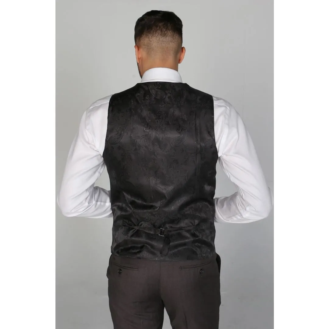 Charles - Men's Dark Grey Charcoal Plain Waistcoat