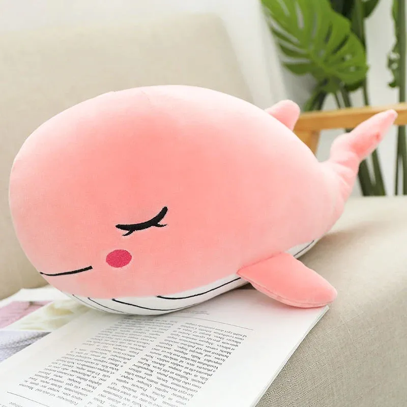 Cheerful Kawaii Chonky Plumpy Pink Blue Whale Stuffed Animals Plushies