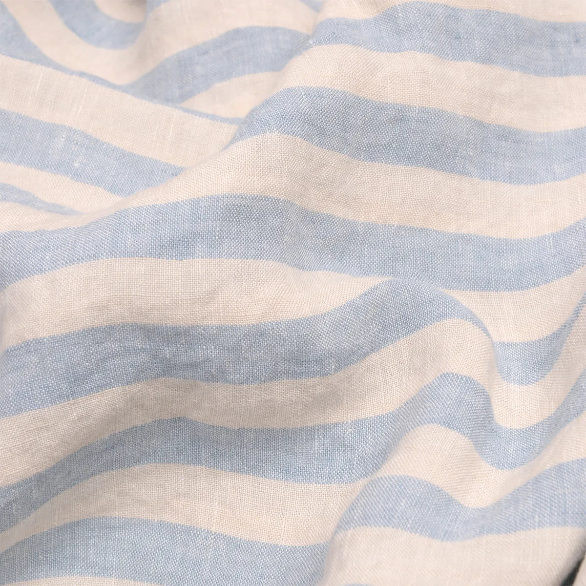 Coastal Blue Pembroke Stripe 100% Linen Fitted Sheet