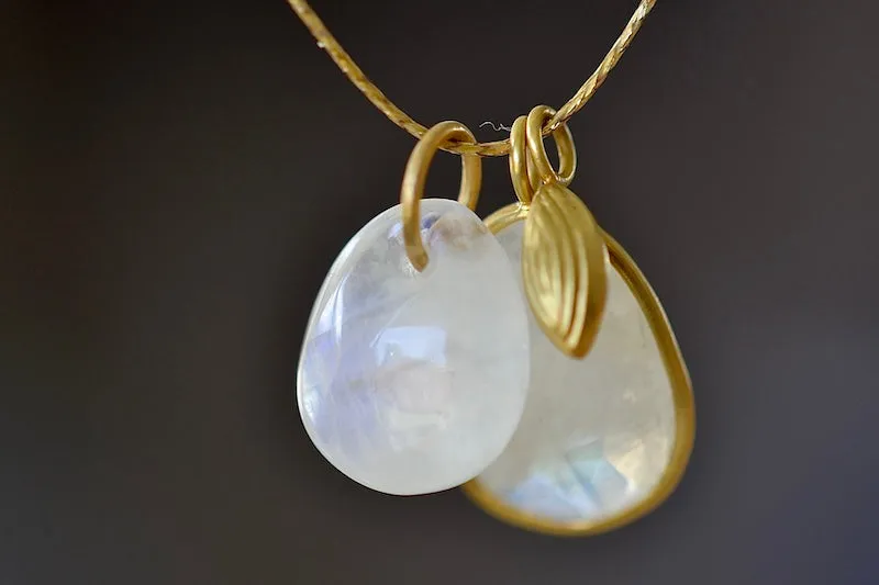 Colette Drill Pendant with Seed Charm in Moonstone