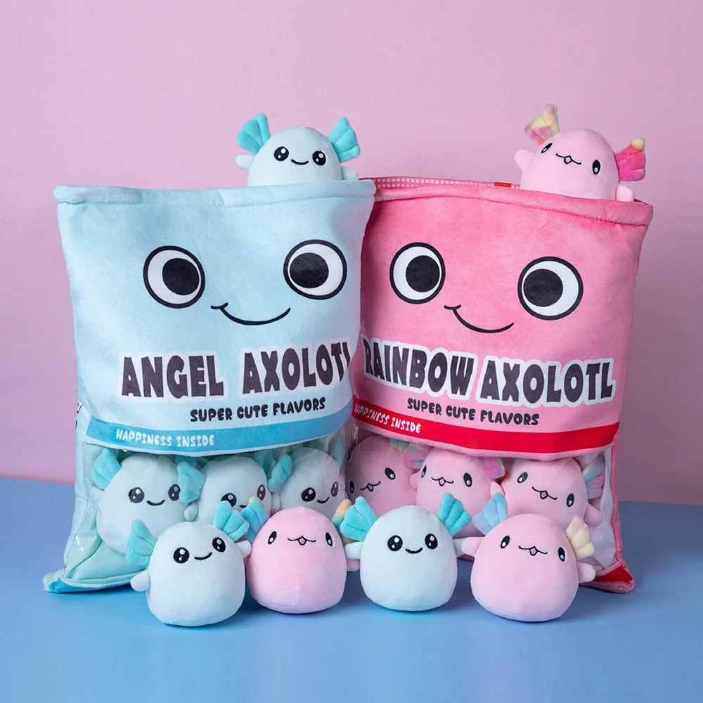 Colourful Rainbow Axolotl Candy Bag Plushies NEW