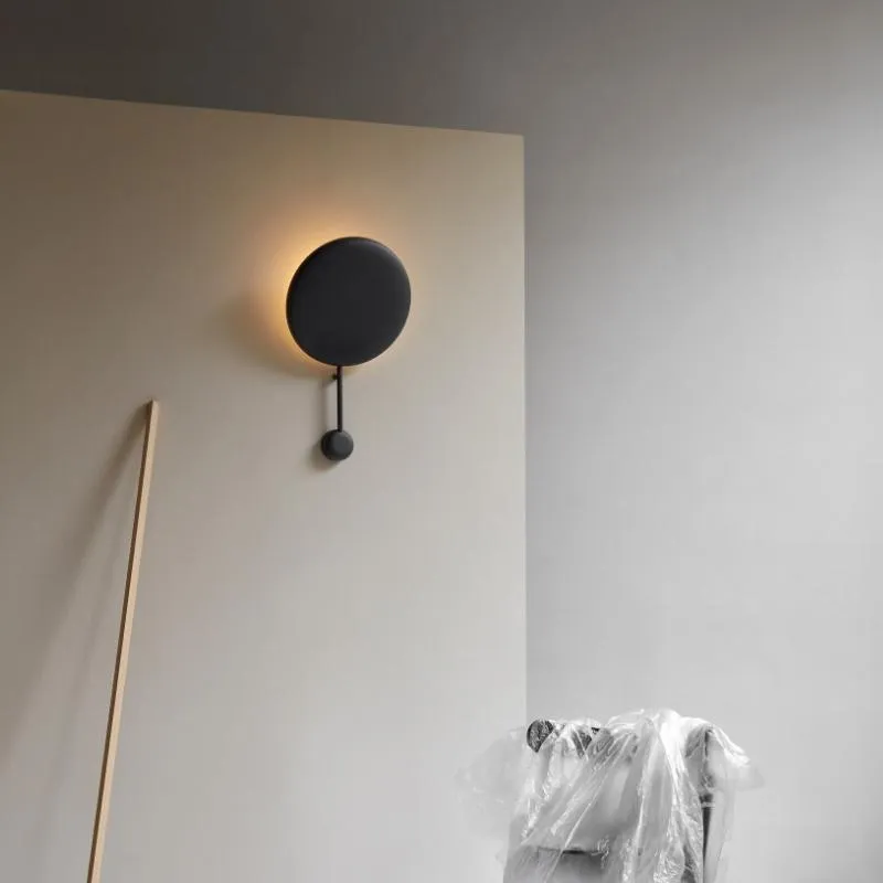 Contemporary Black Circular Wall Light