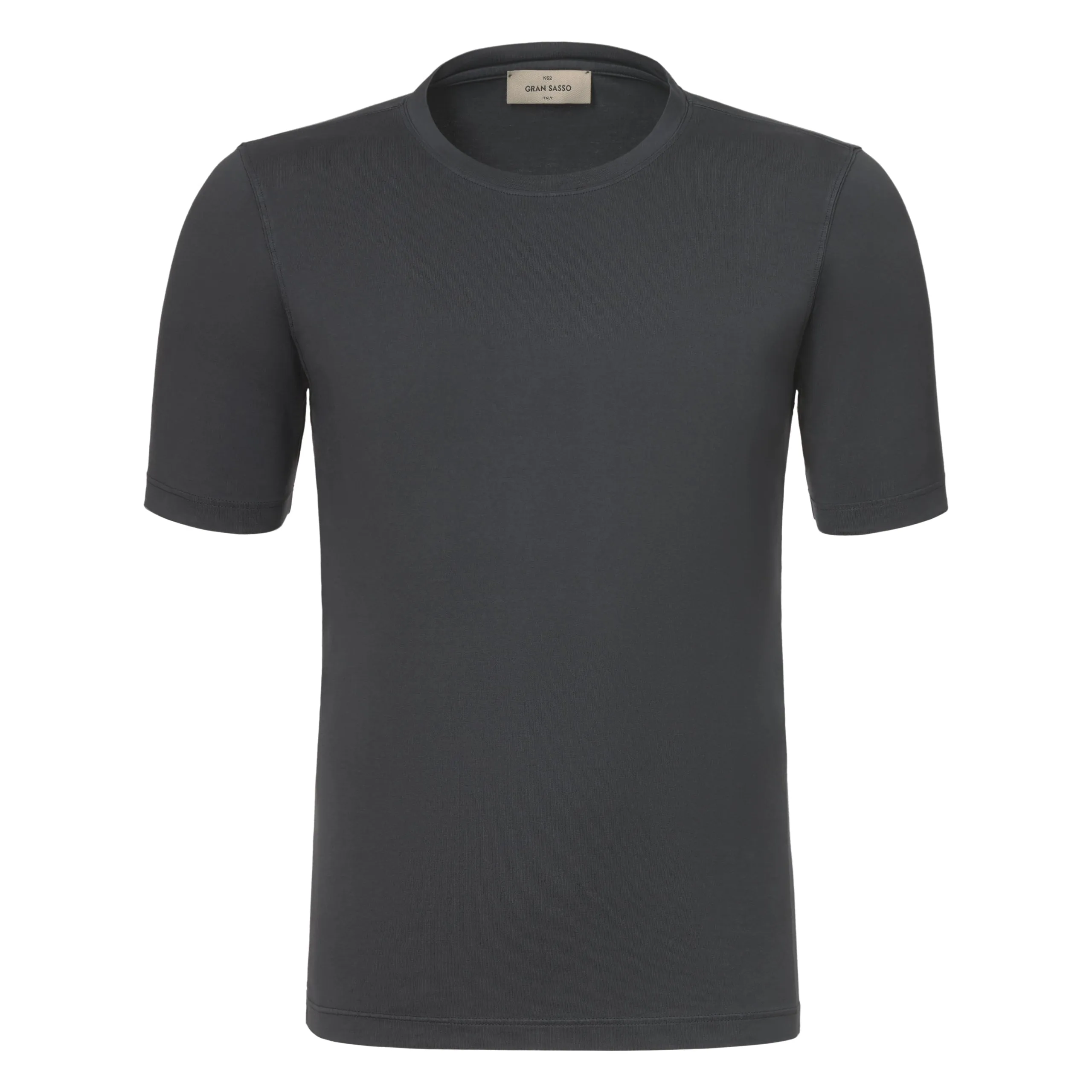 Cotton Crew-Neck T-Shirt in Charcoal Grey