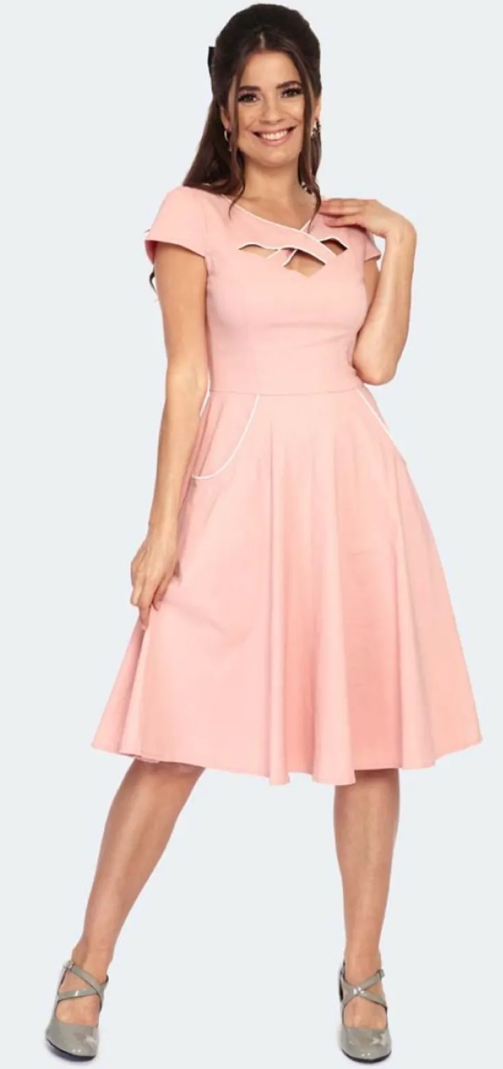 Criss Cross Neckline Flare Dress