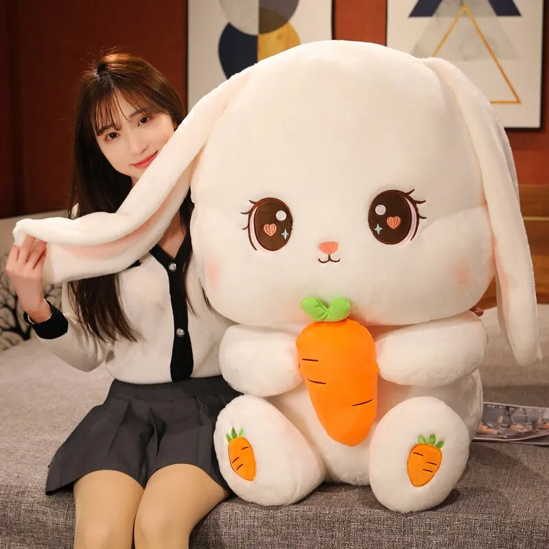 Cute Kawaii Bunny Plush Holding A Carrot