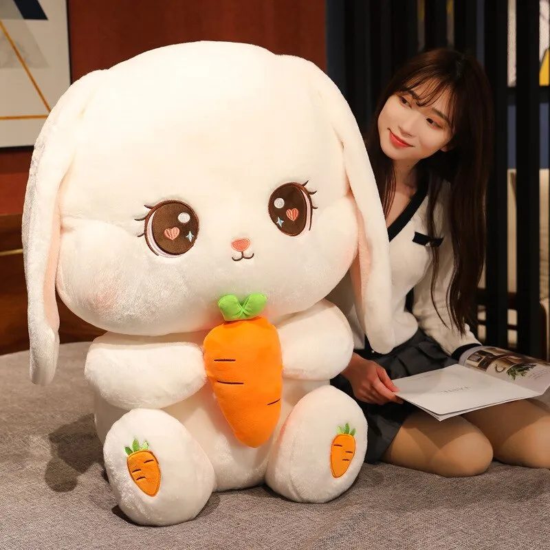 Cute Kawaii Bunny Plush Holding A Carrot