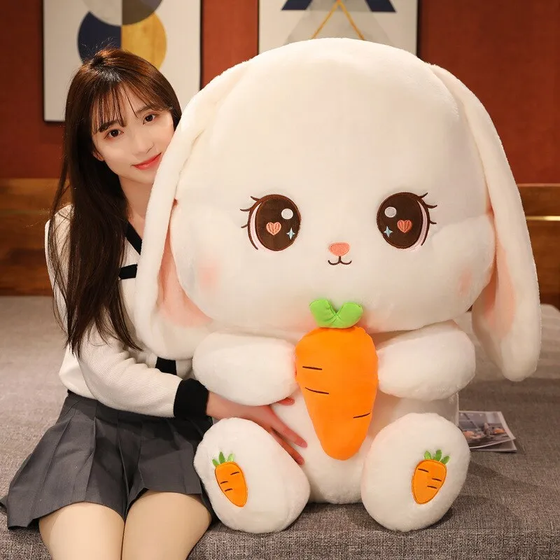 Cute Kawaii Bunny Plush Holding A Carrot