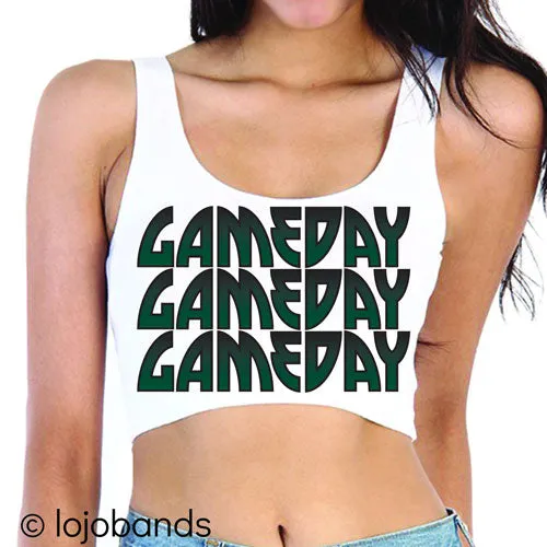 Dark Green & Black Game Day Crop Tank Top