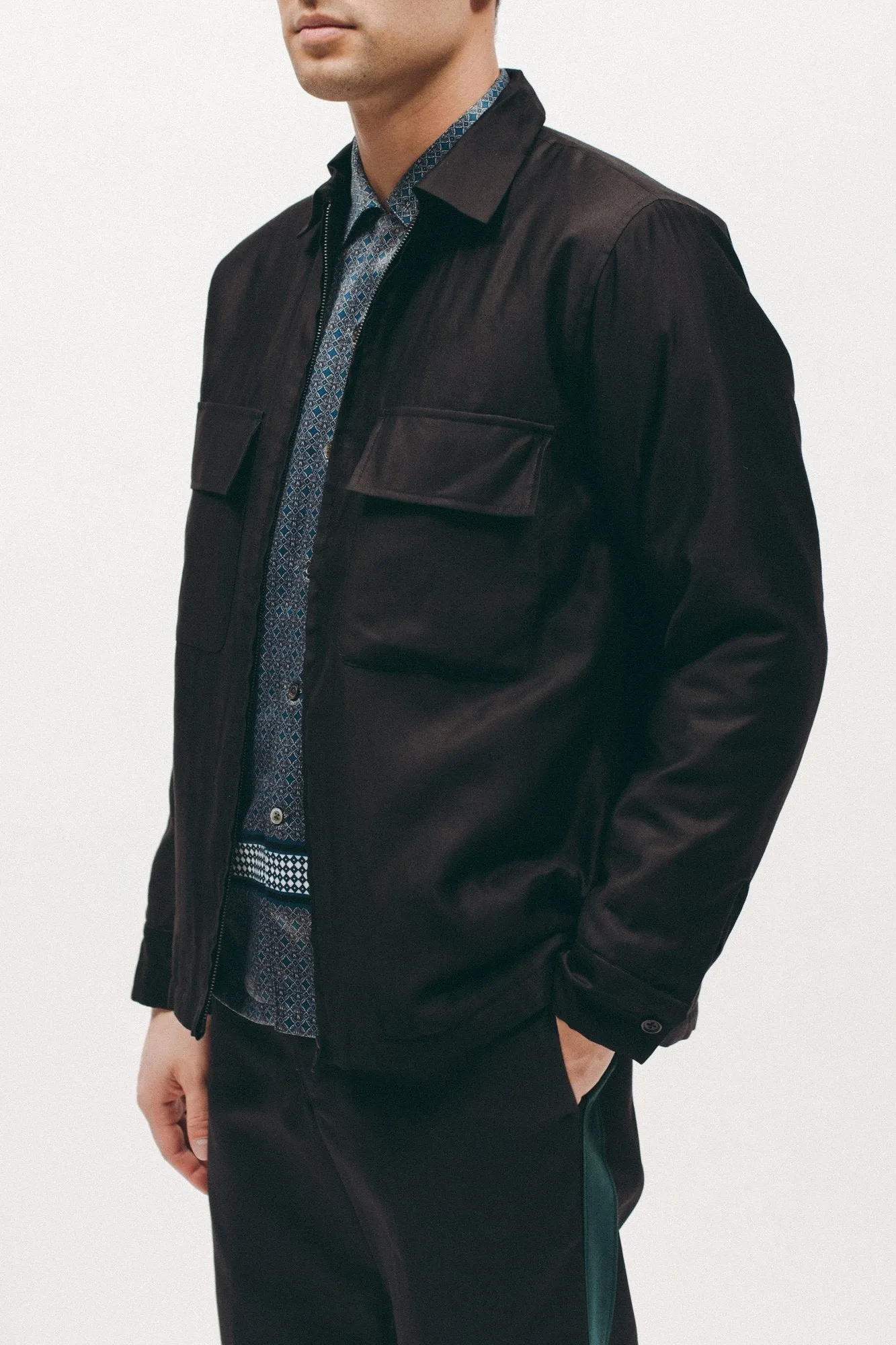 Diamond LS Rayon Shirt - Navy