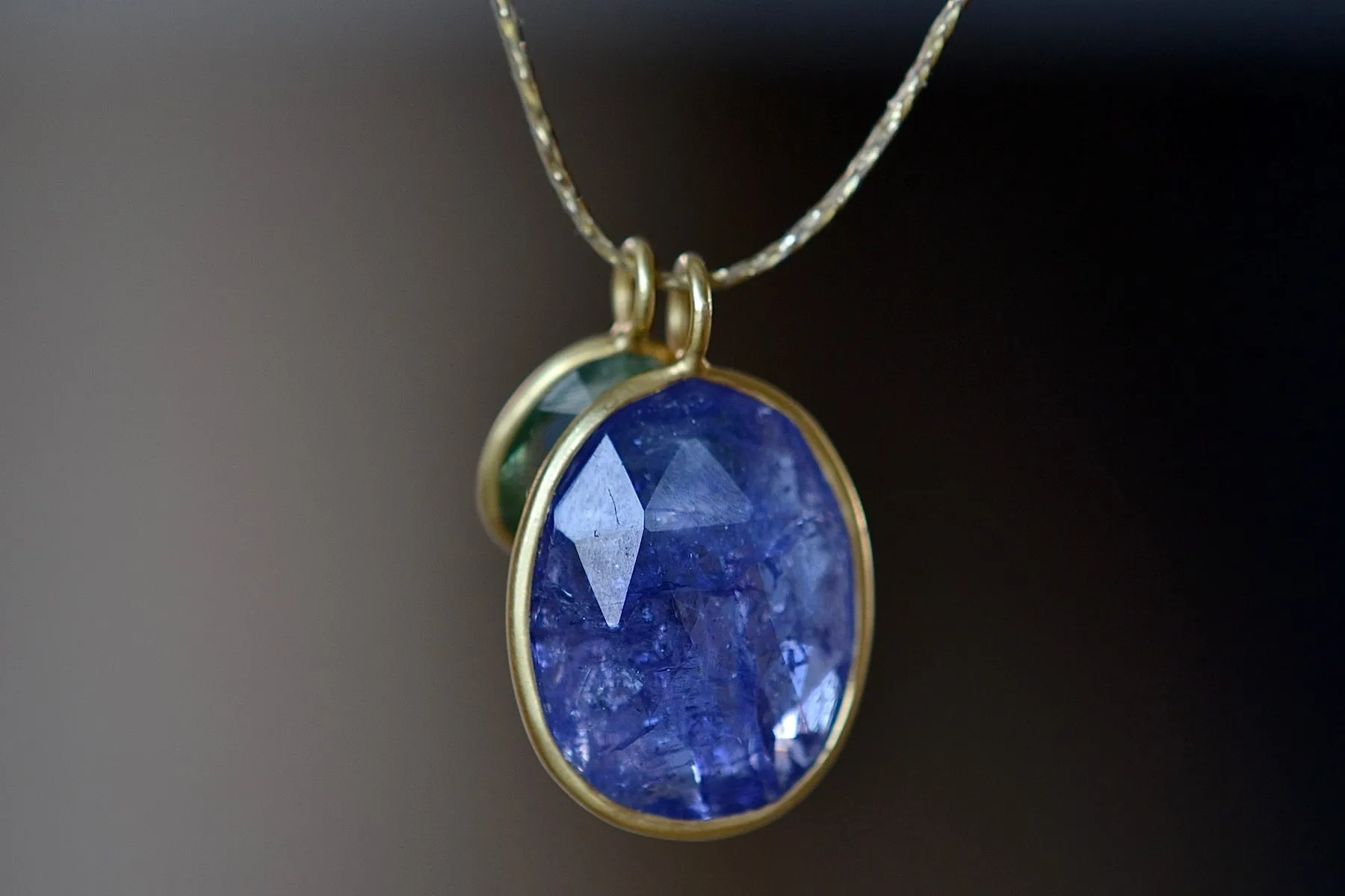 Double Colette Necklace in Tanzanite and Green Tourmaline