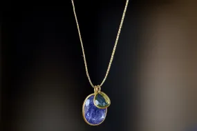 Double Colette Necklace in Tanzanite and Green Tourmaline