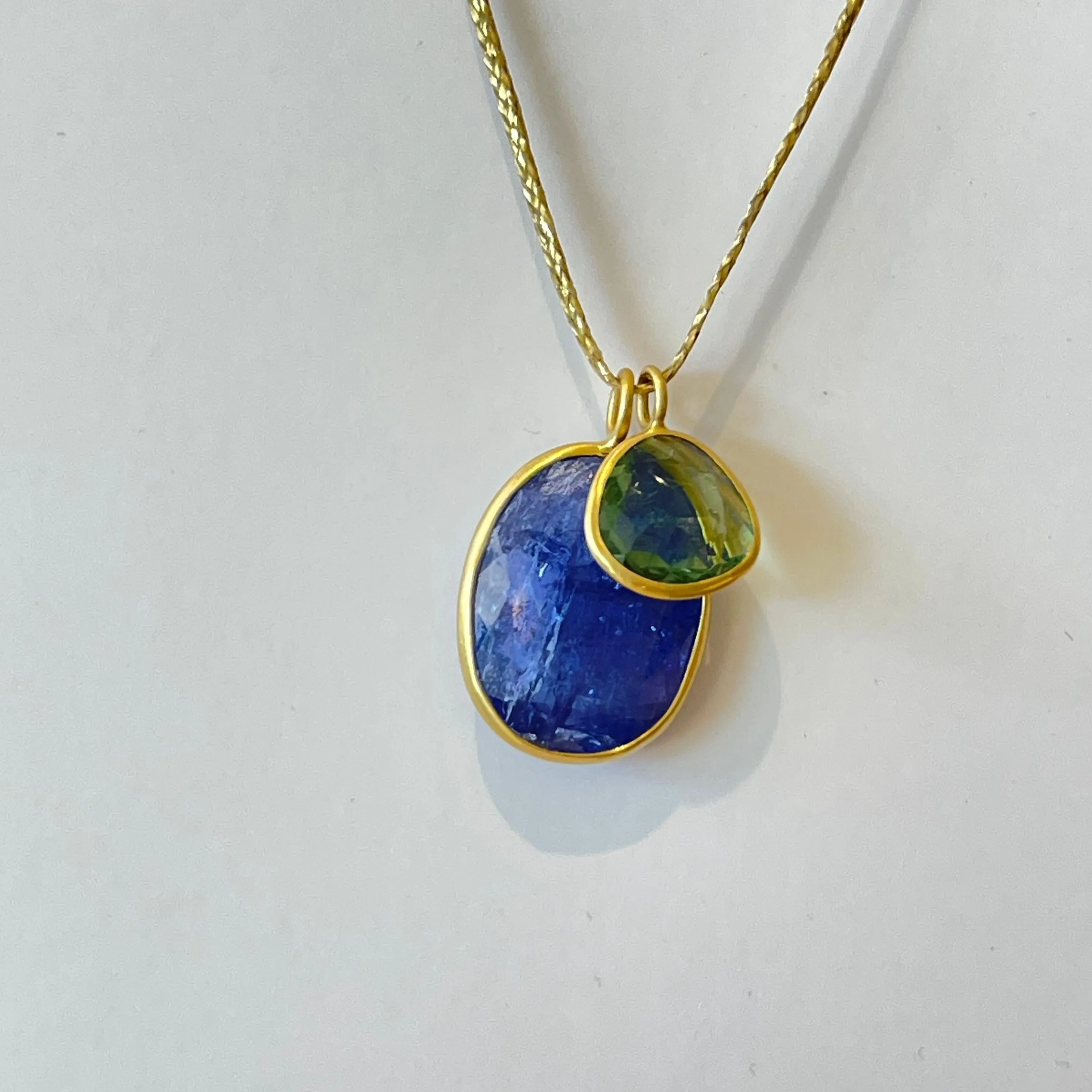 Double Colette Necklace in Tanzanite and Green Tourmaline