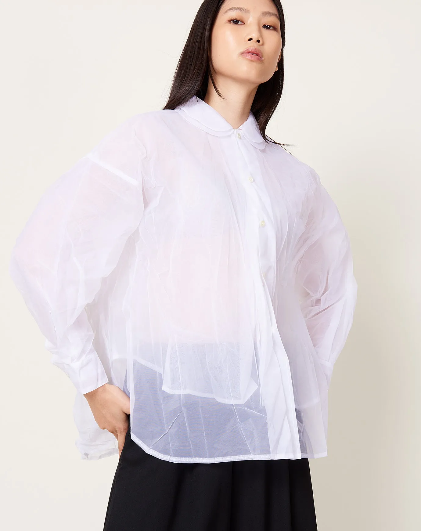 Double Layer Blouse in White