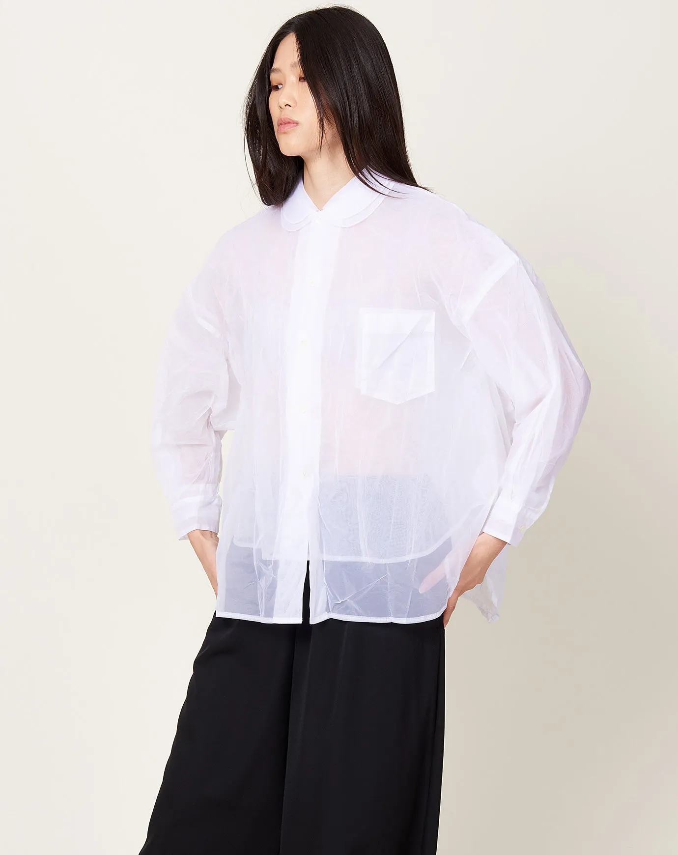 Double Layer Blouse in White