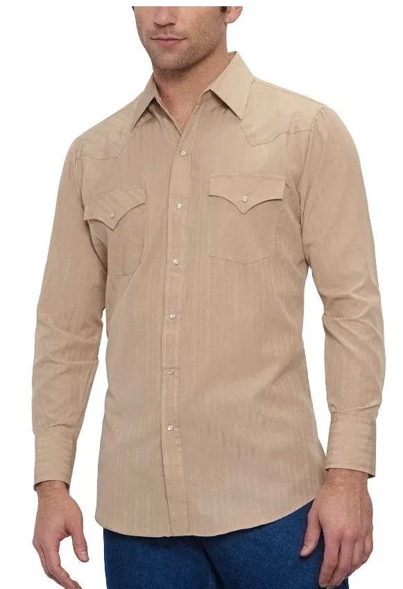 Ely & Walker Long Sleeve Solid Tone on Tone Beige Western Shirt 15201934-28