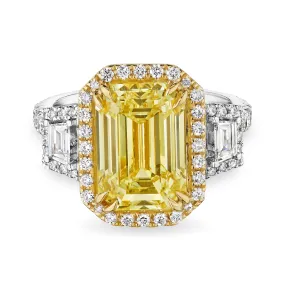 Emerald Cut Fancy Light Yellow Diamond Ring, 4.5 CT