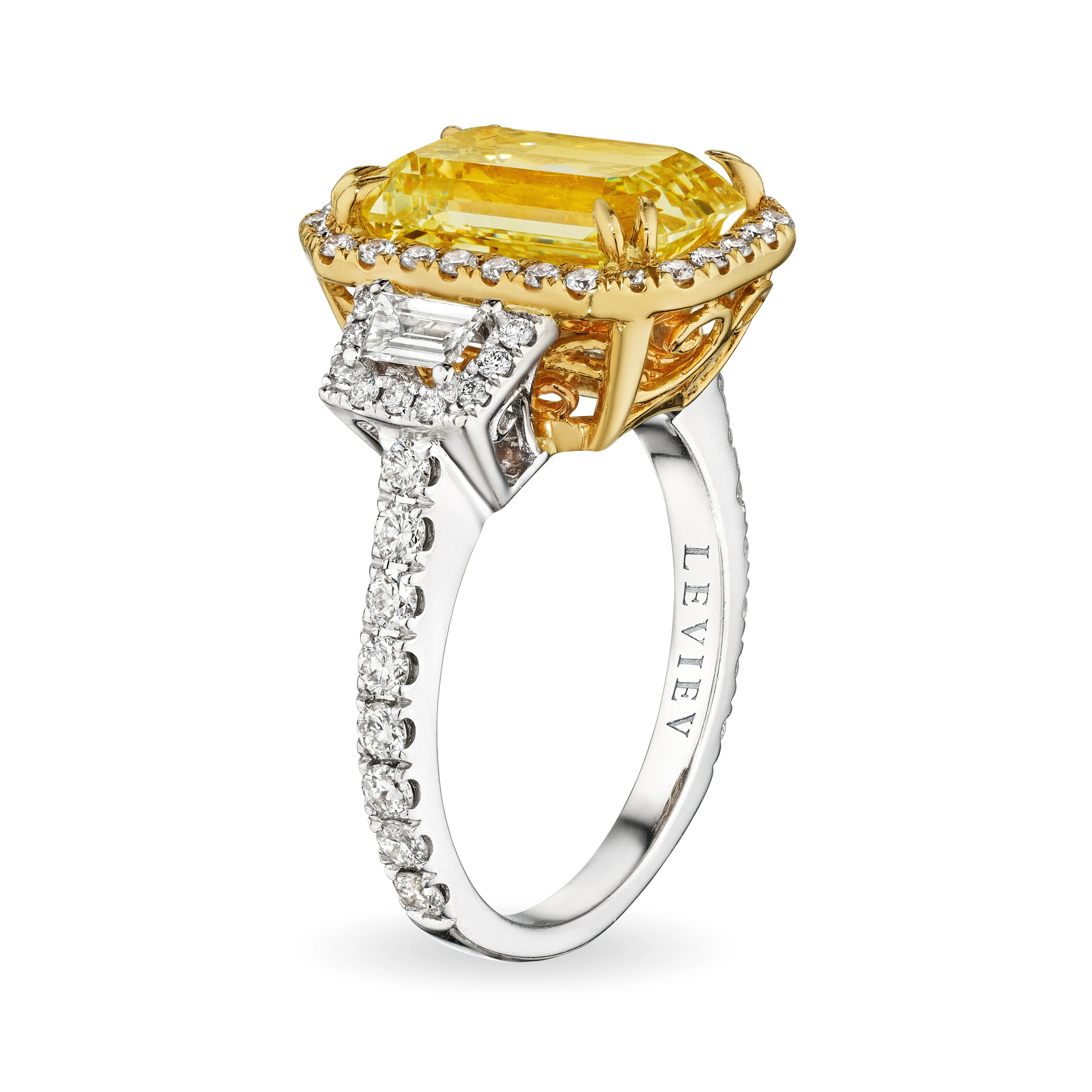 Emerald Cut Fancy Light Yellow Diamond Ring, 4.5 CT