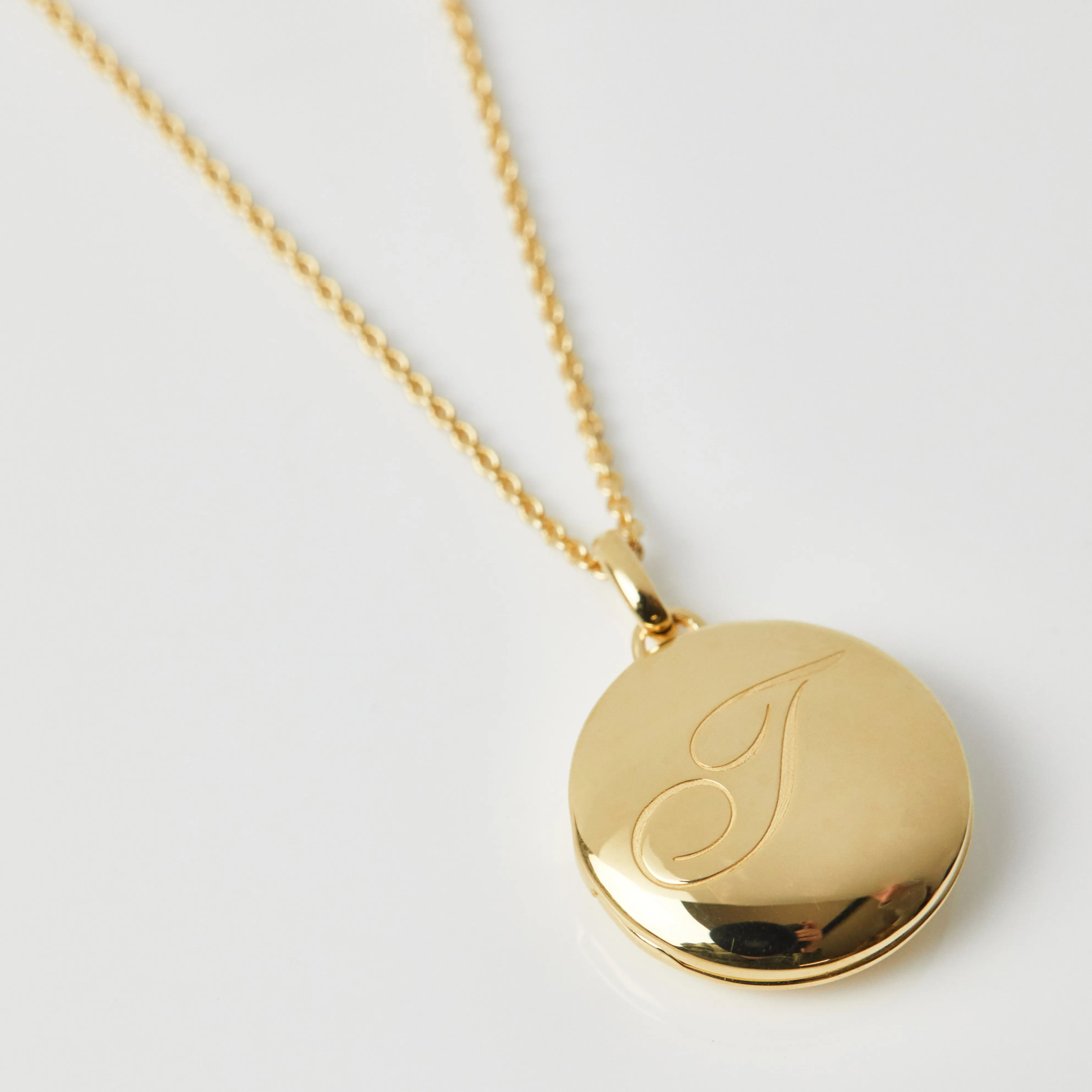 Engraved Initial Locket Necklace with Diamond Detail