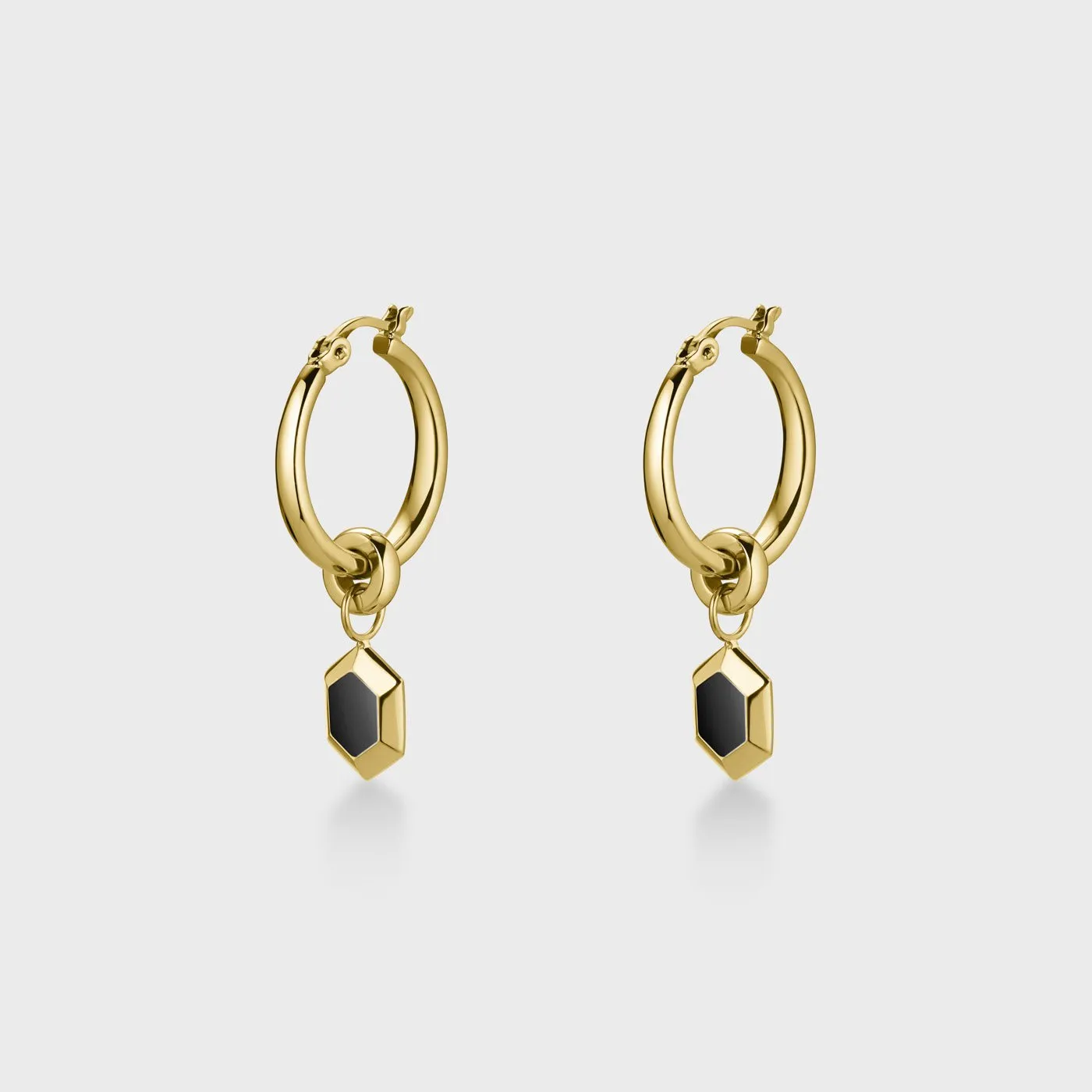 Essentielle Hexagon Pendant Hoops Gold Colour