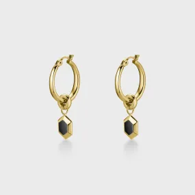 Essentielle Hexagon Pendant Hoops Gold Colour