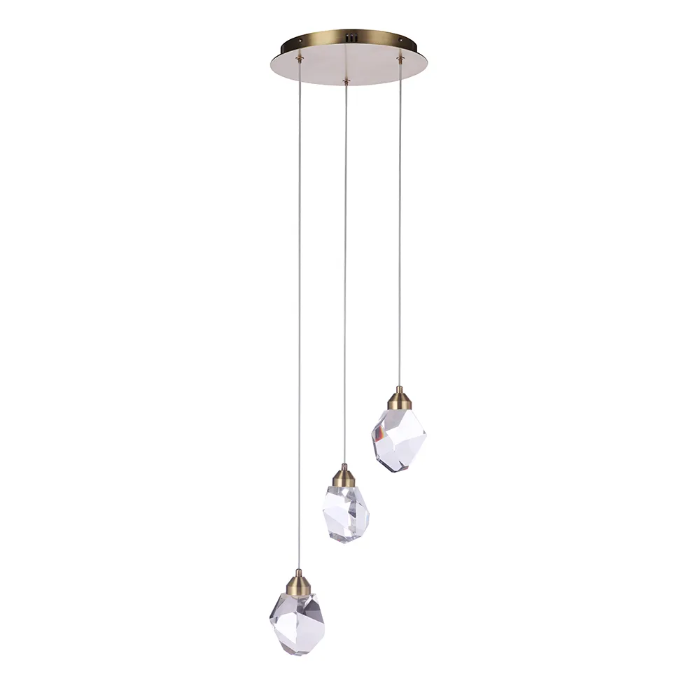 Euclid 3 Light LED Pendant - Aged Brass