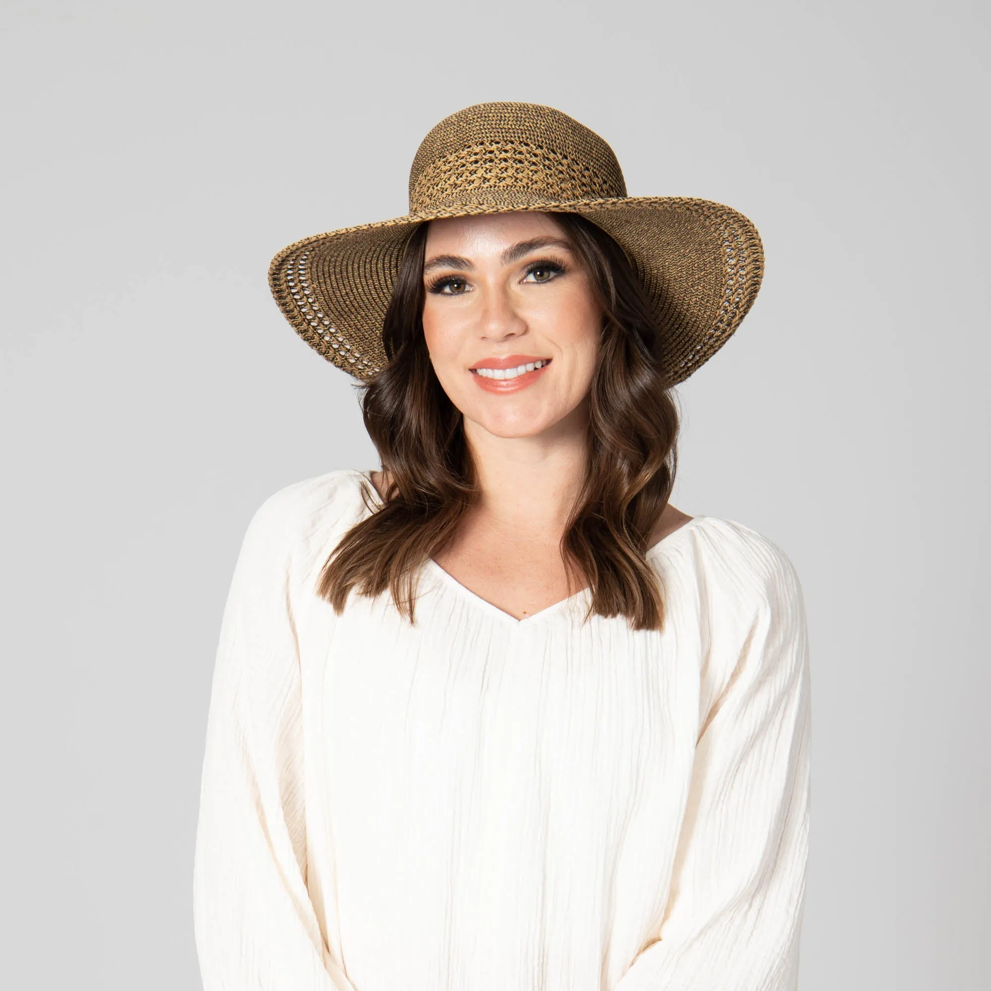 Everyday Sun Hat - Women's Sun Hat W/ Open Weave Stripes