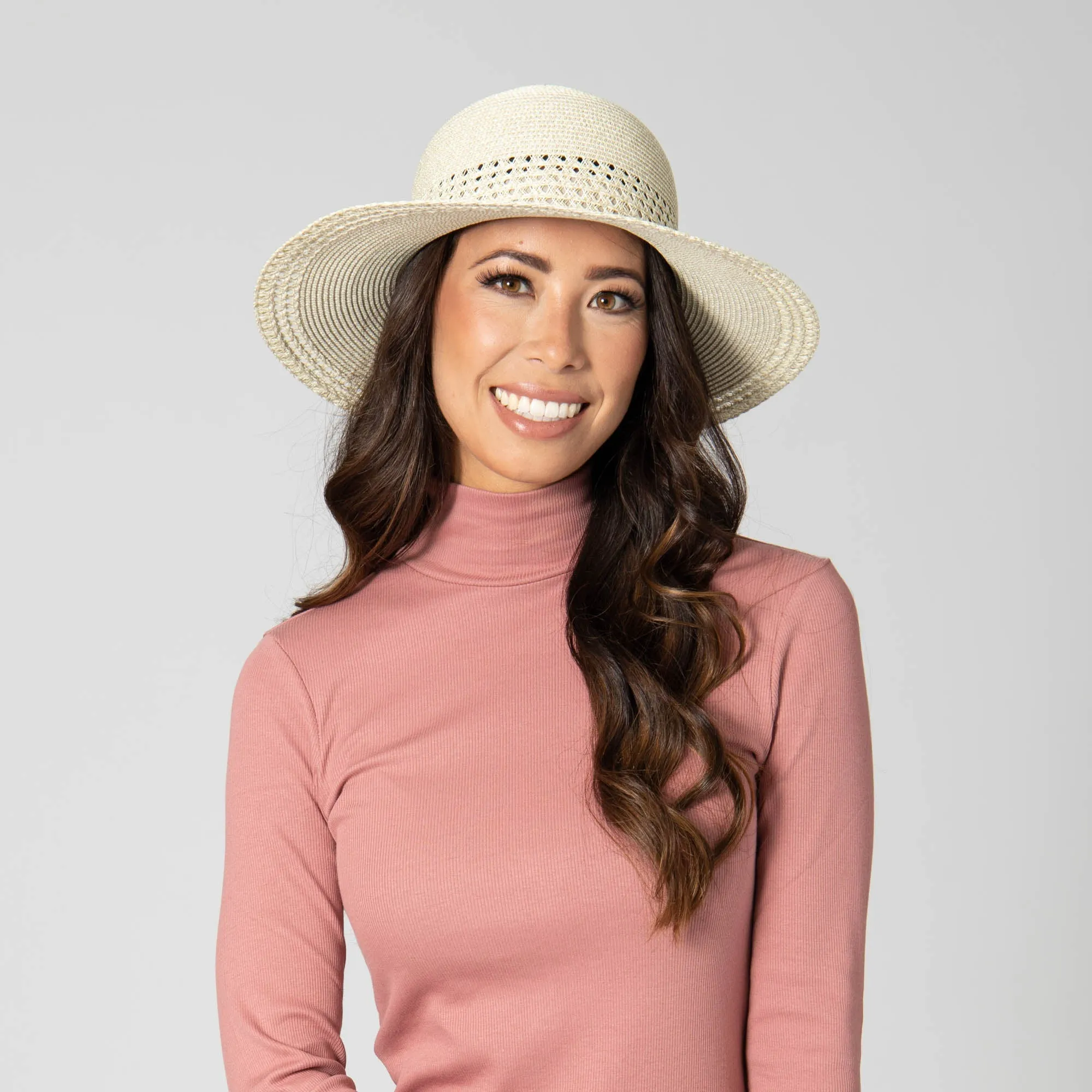 Everyday Sun Hat - Women's Sun Hat W/ Open Weave Stripes