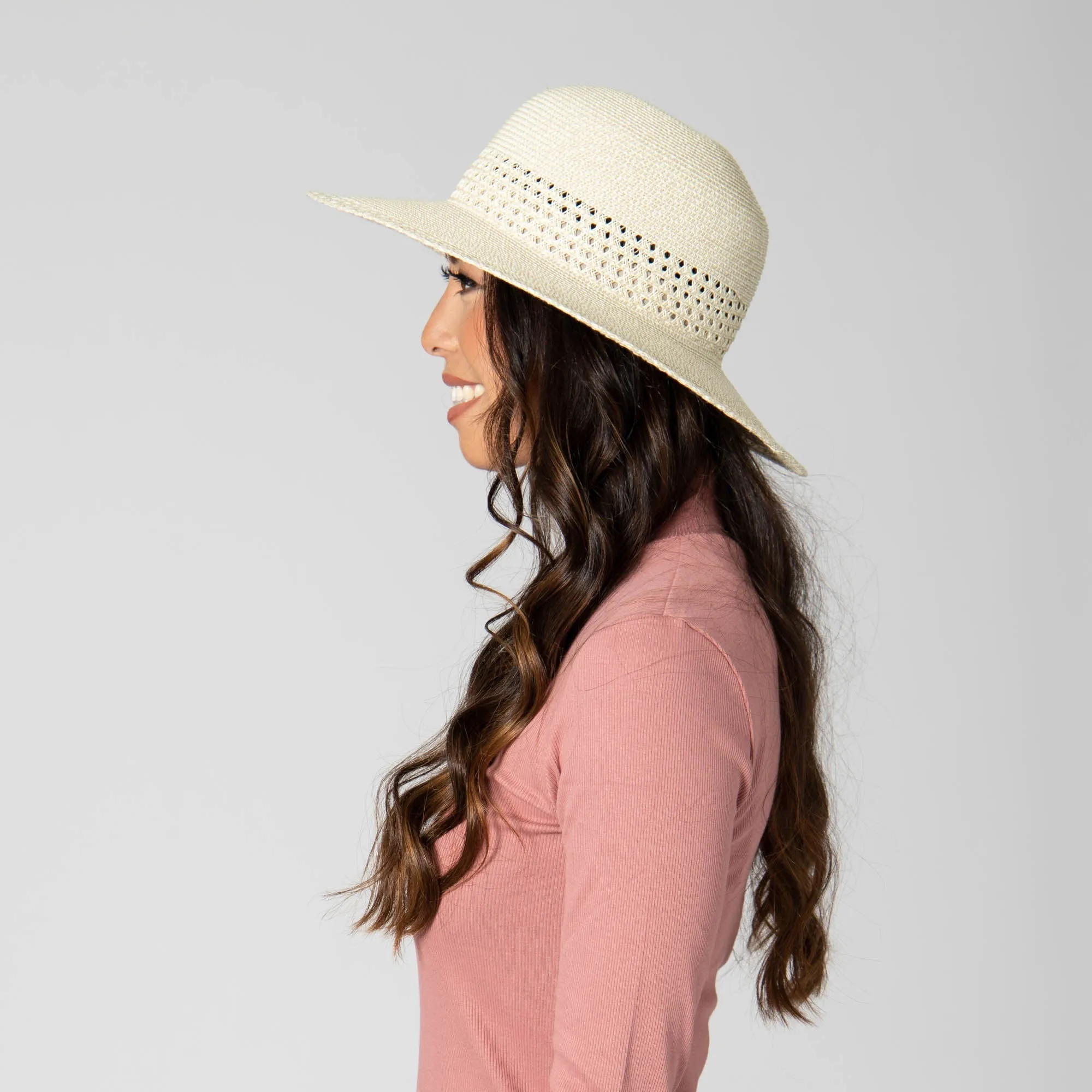 Everyday Sun Hat - Women's Sun Hat W/ Open Weave Stripes