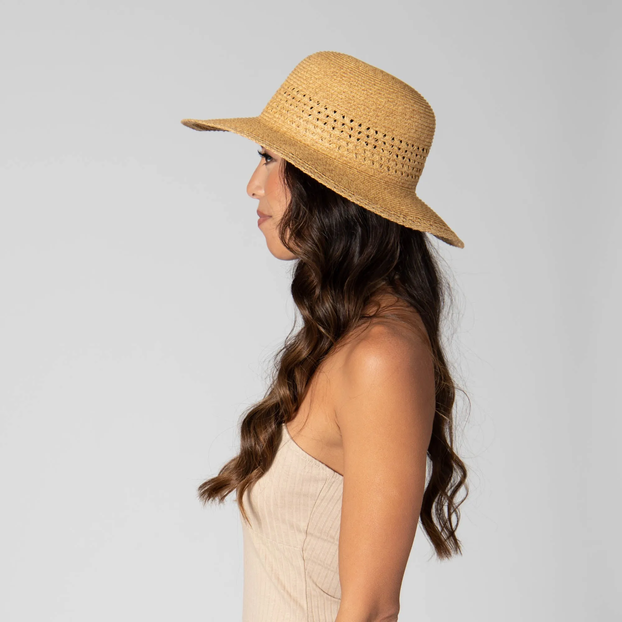 Everyday Sun Hat - Women's Sun Hat W/ Open Weave Stripes