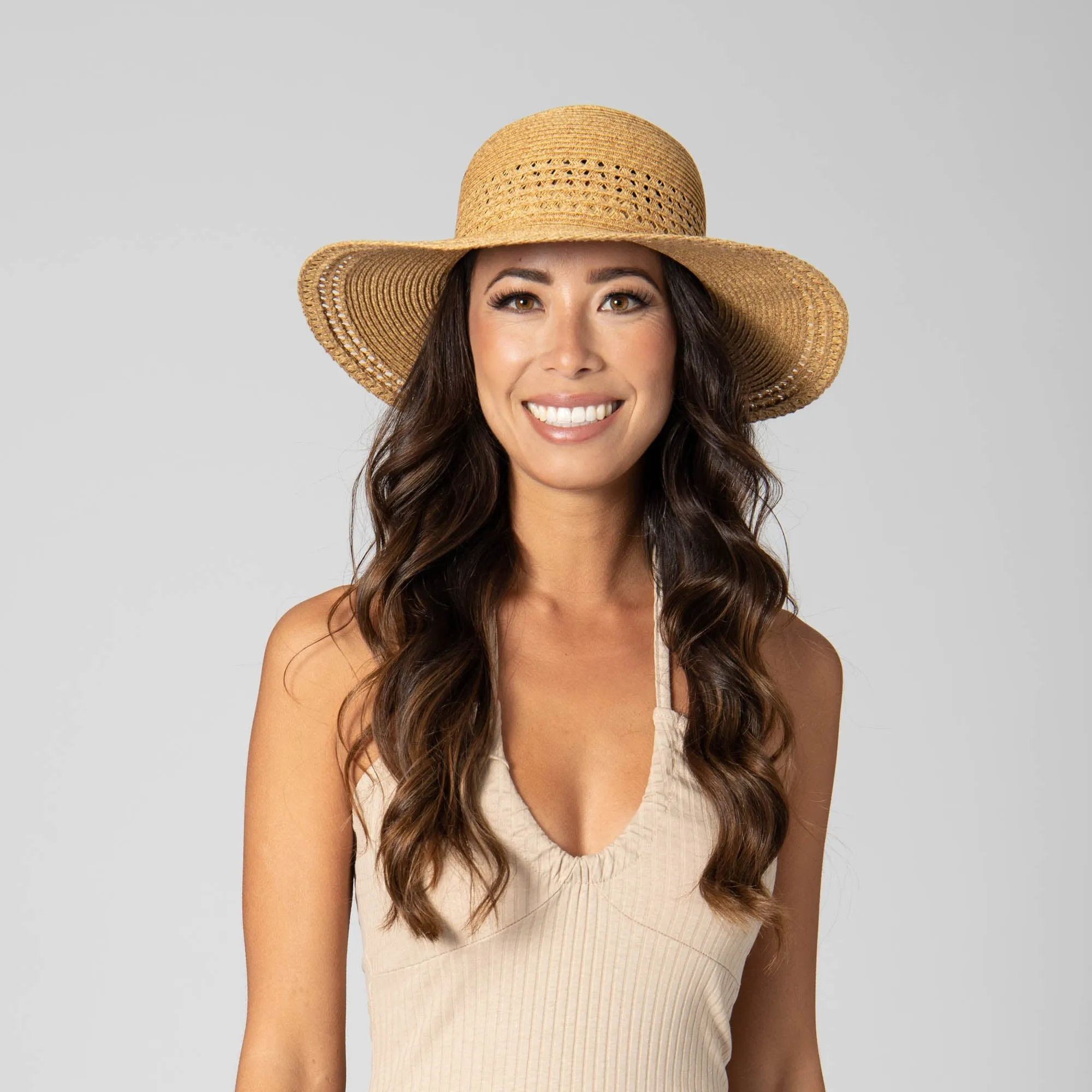 Everyday Sun Hat - Women's Sun Hat W/ Open Weave Stripes