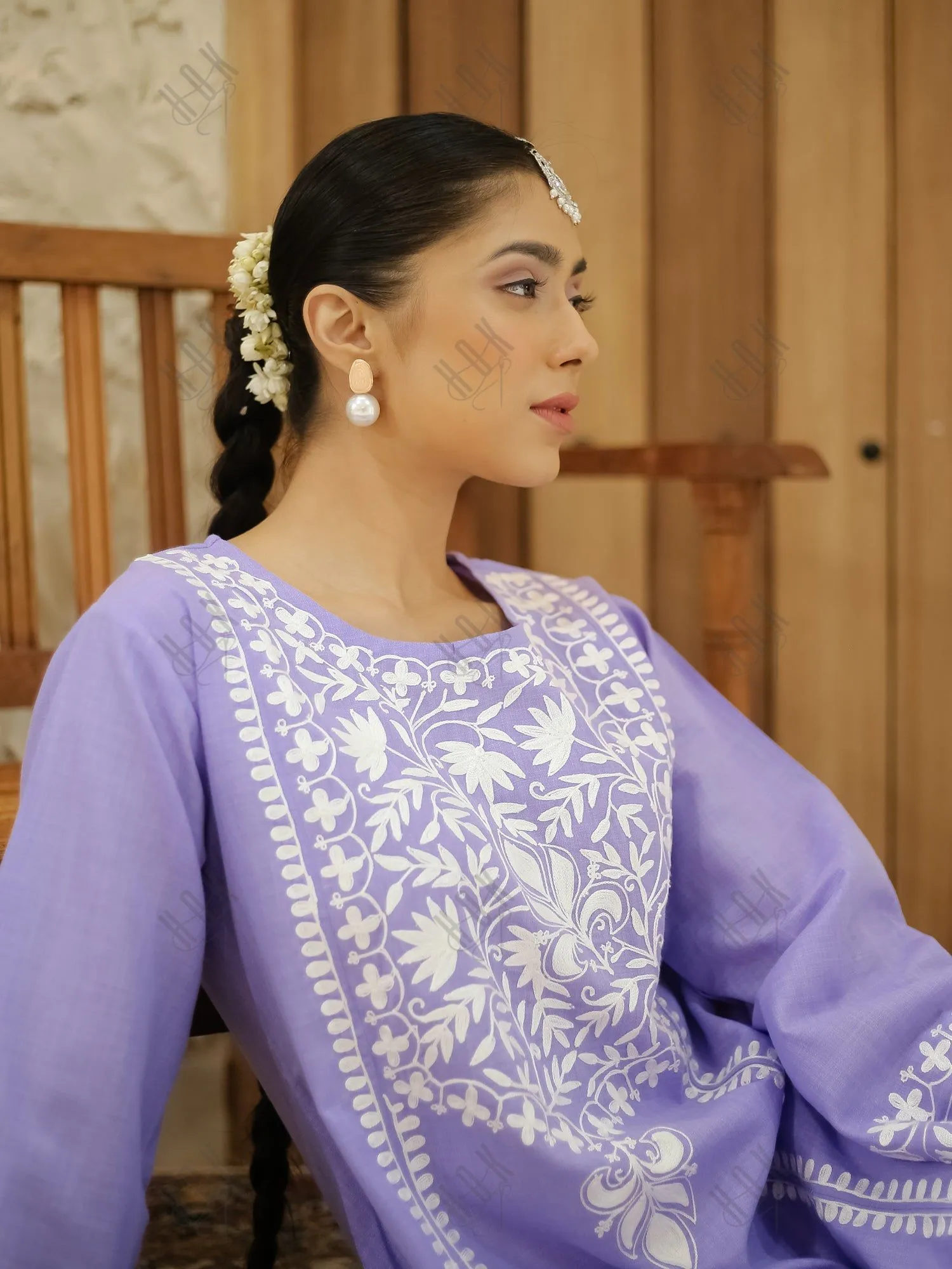 Falak Kashmiri Long Kurta  - Lavender