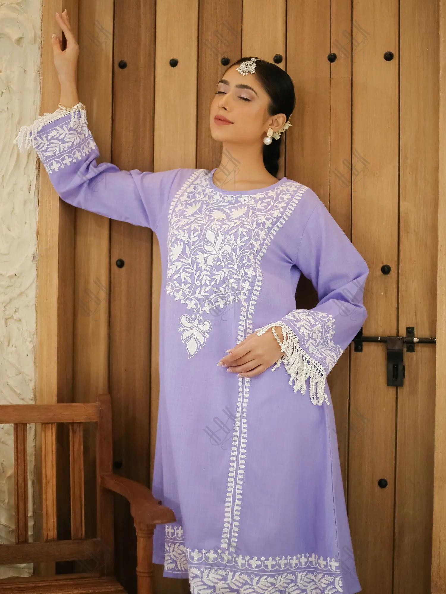 Falak Kashmiri Long Kurta  - Lavender