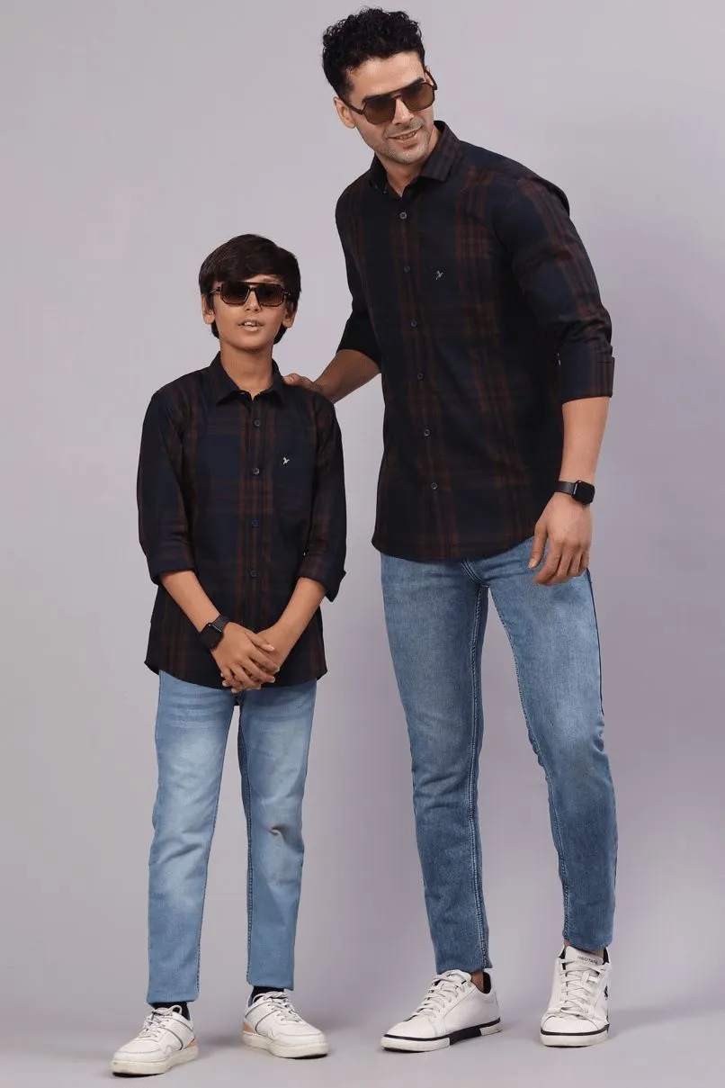 FATHER & SON - Brown & Navy Checks