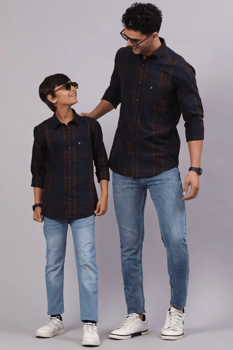 FATHER & SON - Brown & Navy Checks