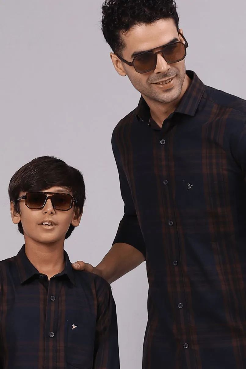 FATHER & SON - Brown & Navy Checks