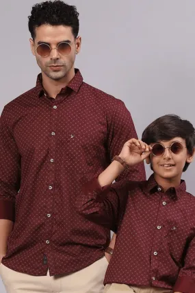 FATHER & SON - Maroon Red Print