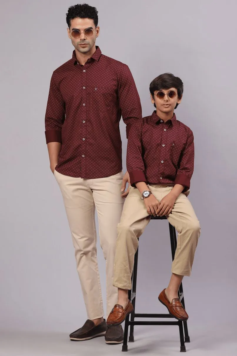 FATHER & SON - Maroon Red Print