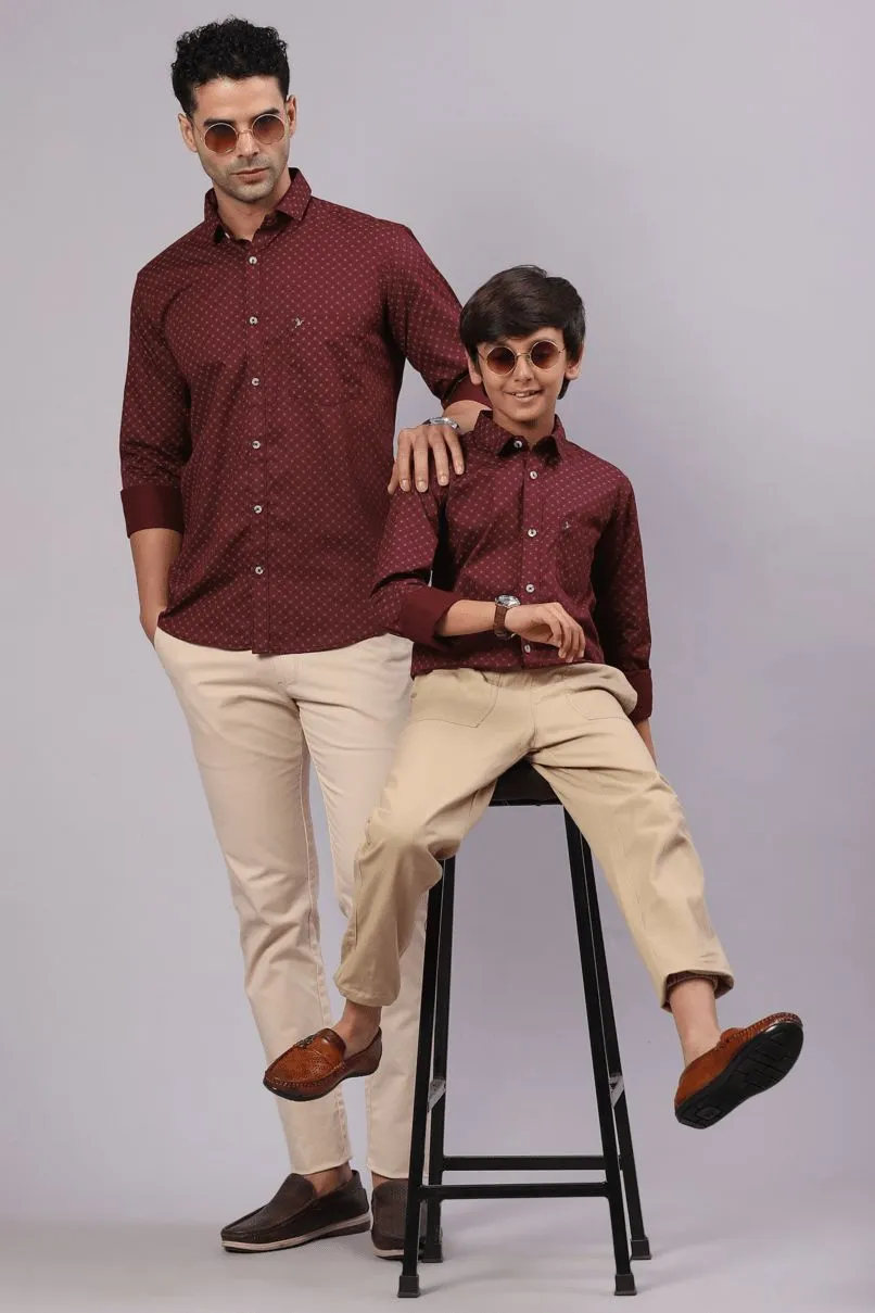 FATHER & SON - Maroon Red Print