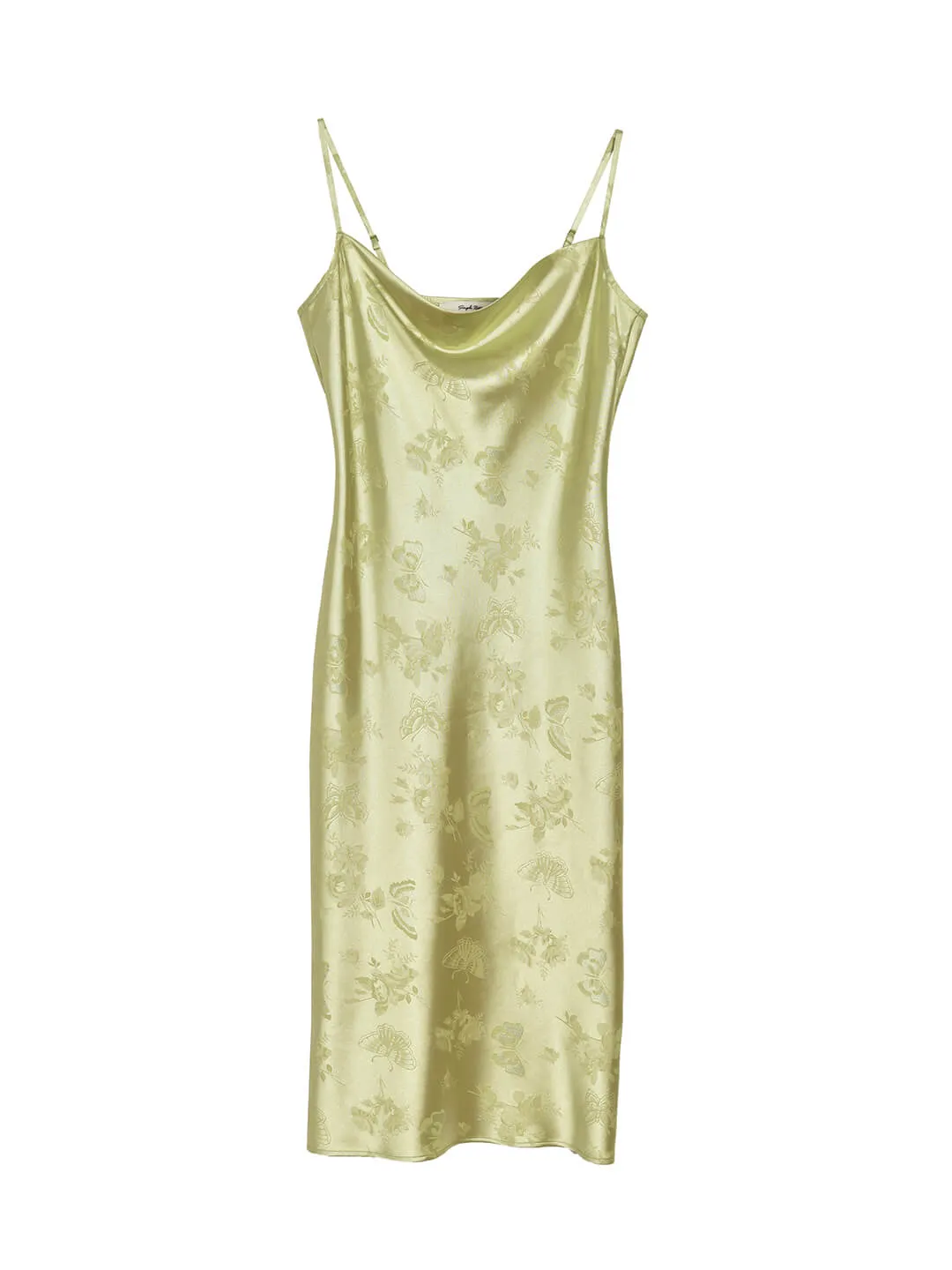 【Final Sale】Etta Retro Floral Jacquard Green Slip Dress