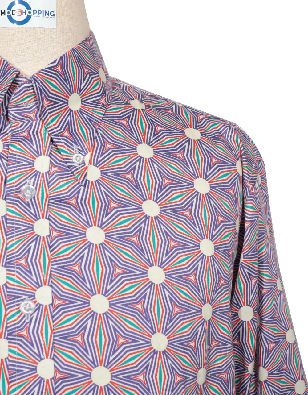 Flower Shirt - 60s  Style Light Purple Floral Shirt