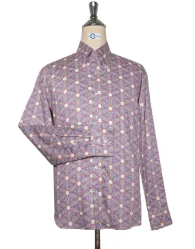 Flower Shirt - 60s  Style Light Purple Floral Shirt