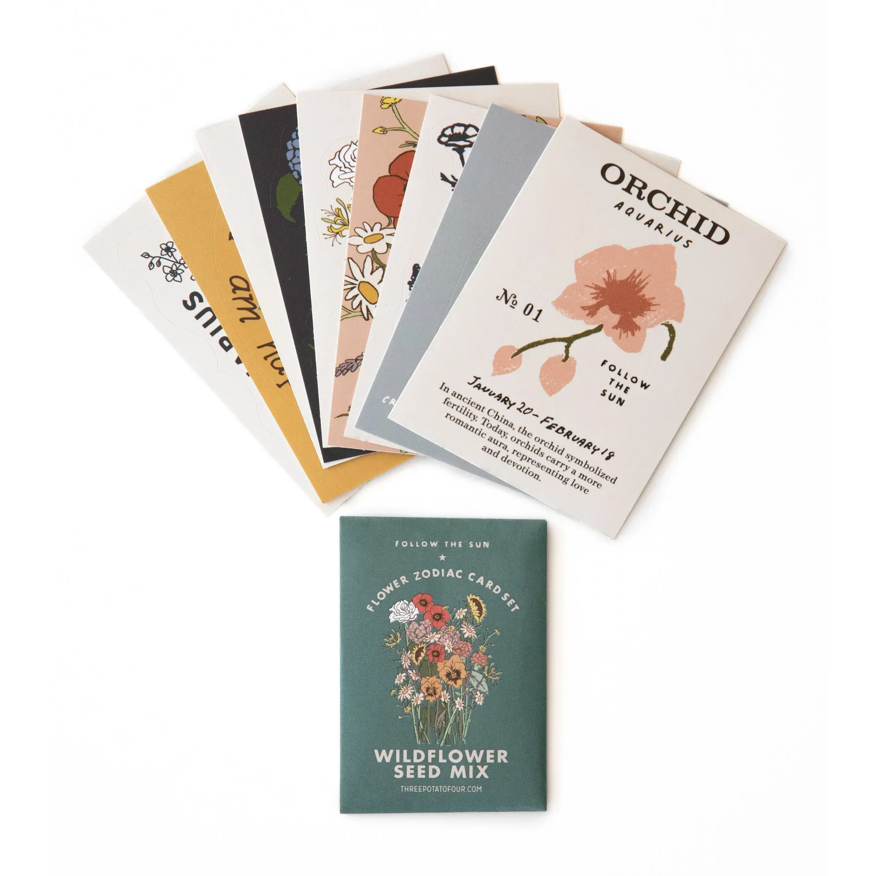 GEMINI (MAY 21 - JUNE 20) FLOWER ZODIAC STICKER CARD SET