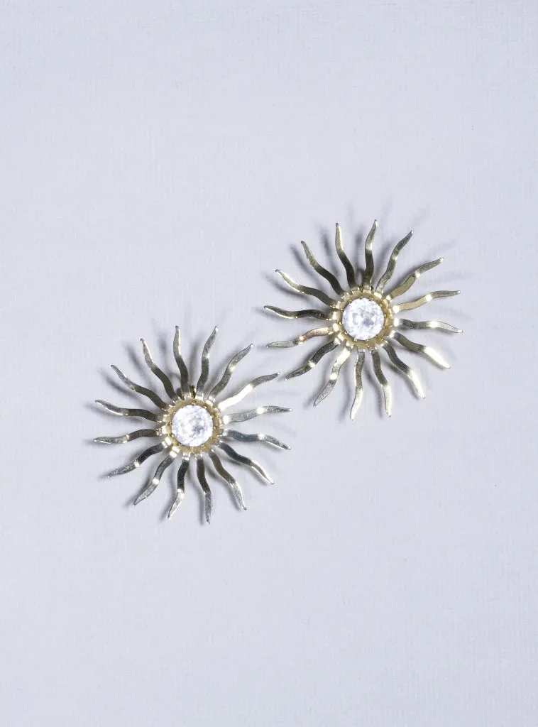 Gold Sun Clip-on Earrings