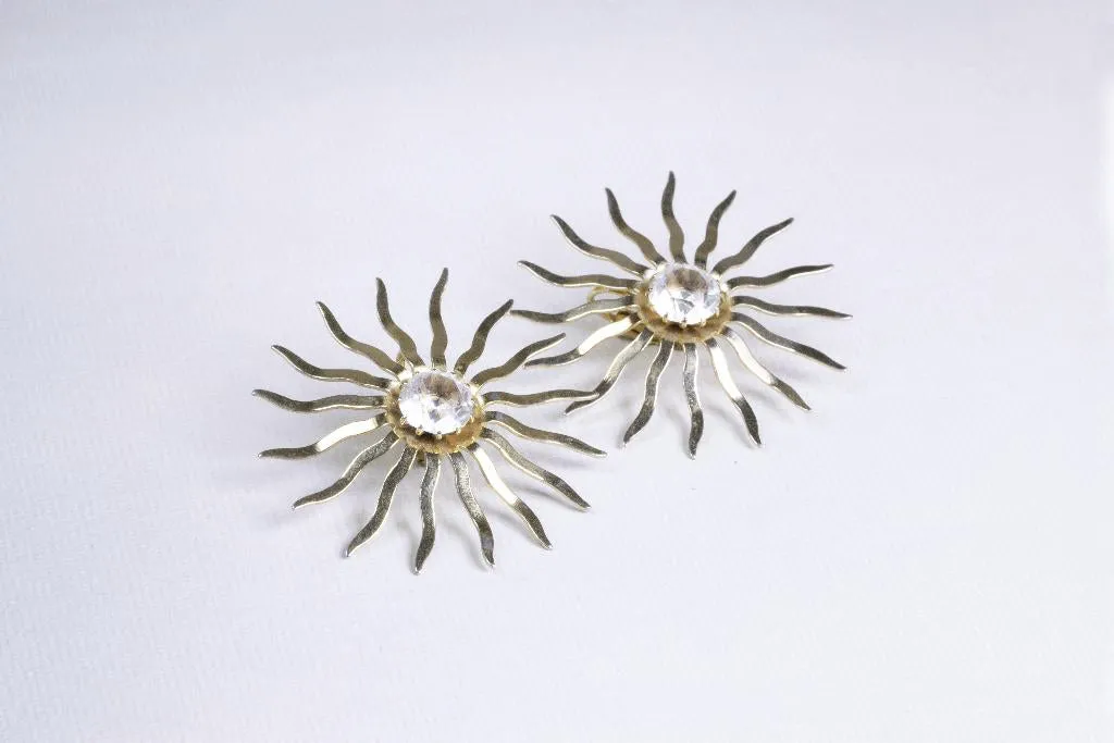 Gold Sun Clip-on Earrings