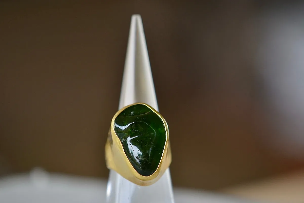 Green Tourmaline Tibetan Ring