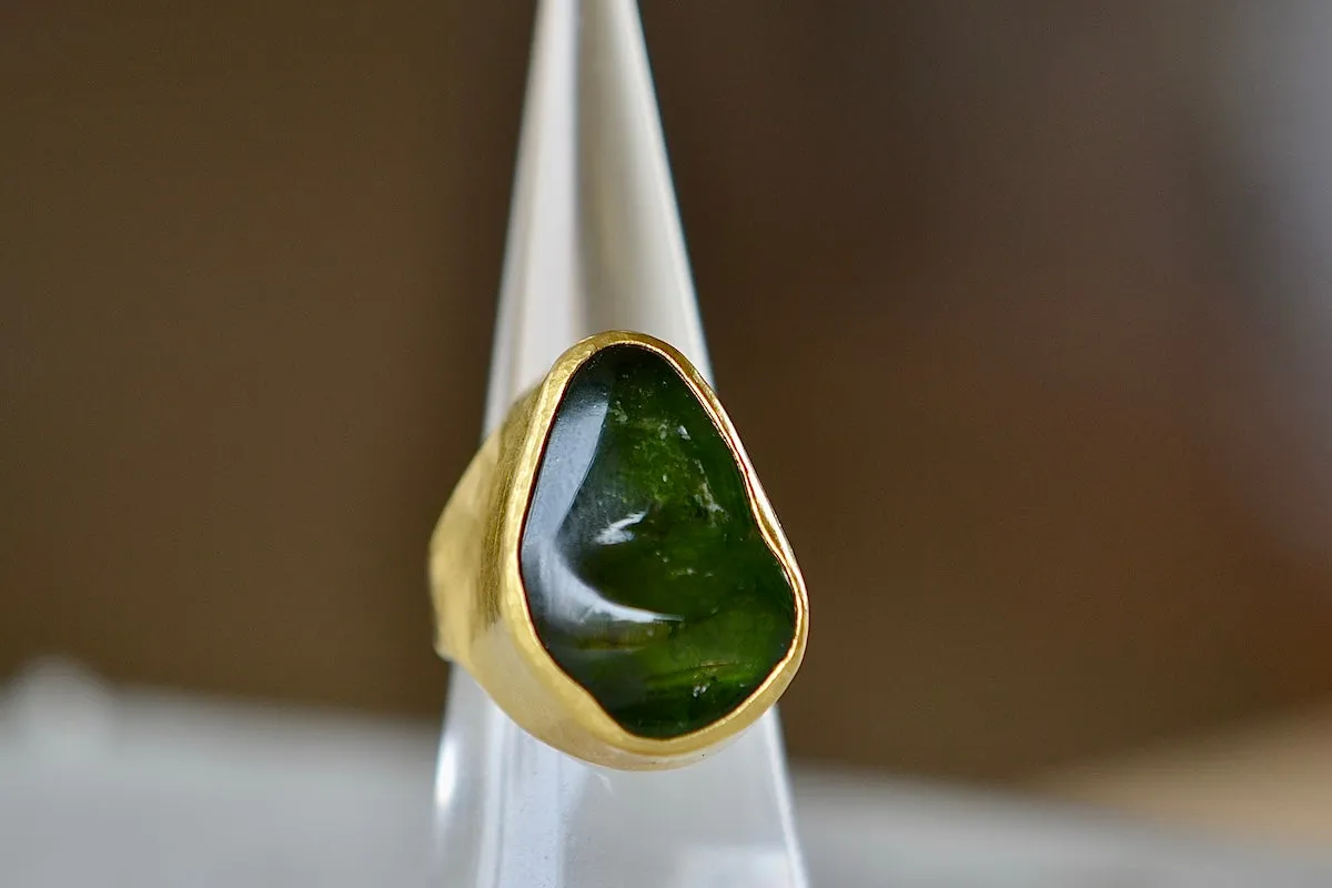 Green Tourmaline Tibetan Ring