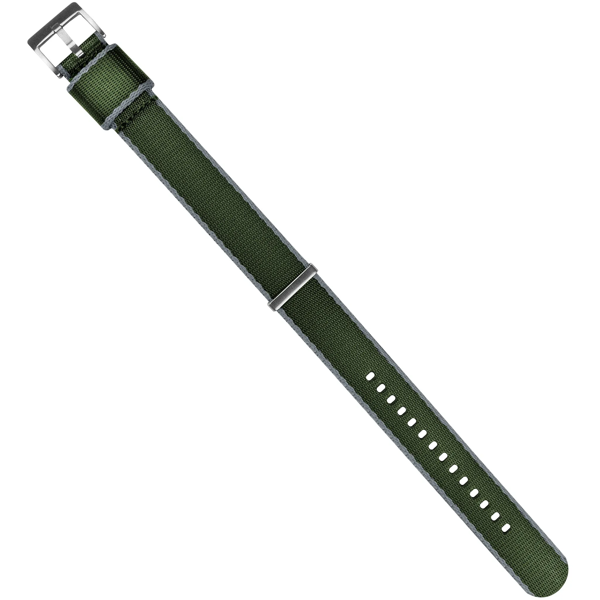 Green With Grey Edges Elite Nylon NATO® Style Watch Band (18mm, 20mm, 22mm, 24mm SALE)