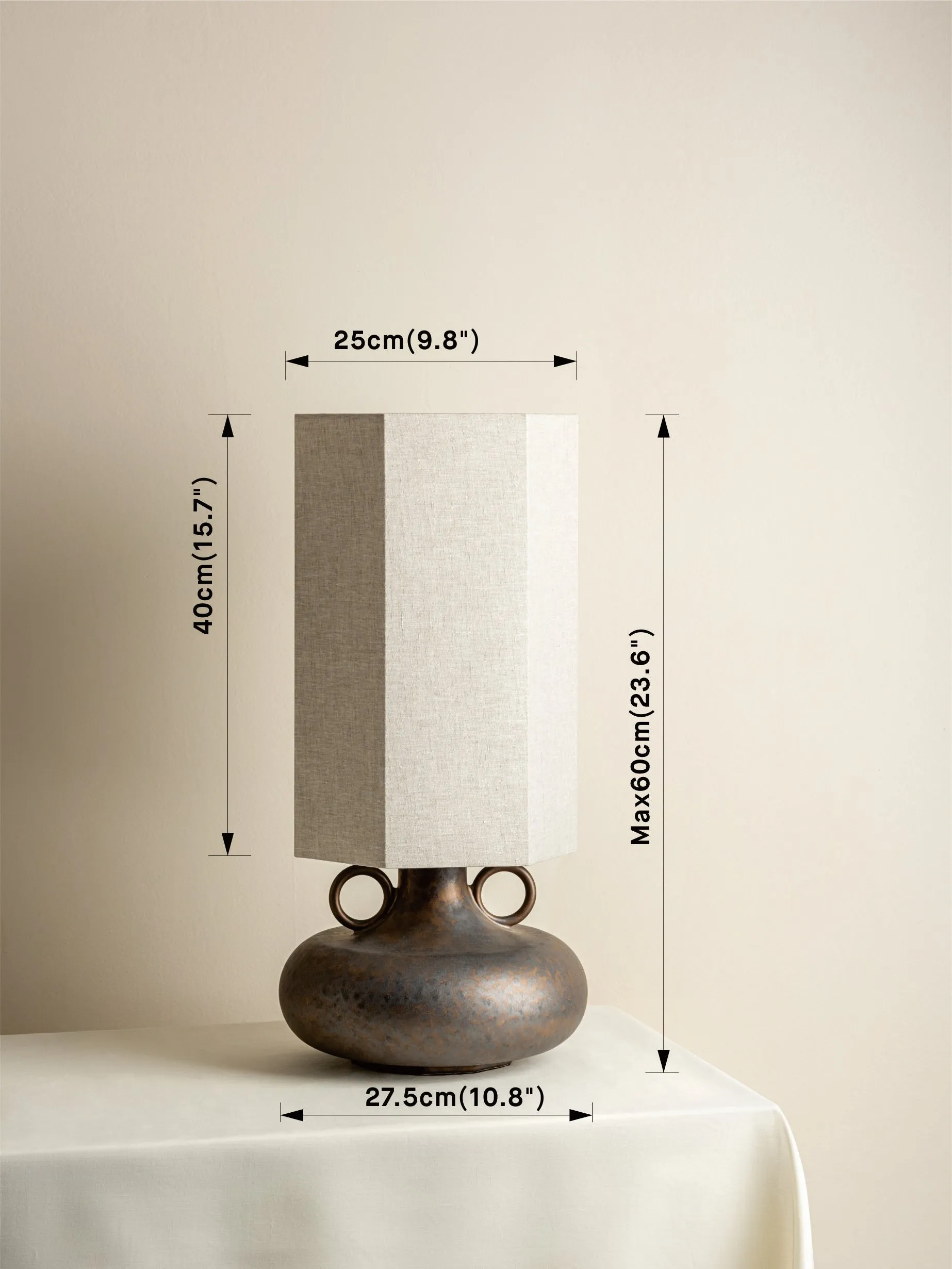 Grove - bronze ceramic and linen table lamp